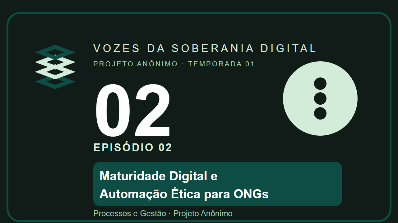 Capa do episódio 02 — Maturidade Digital e Automação Ética para ONGs